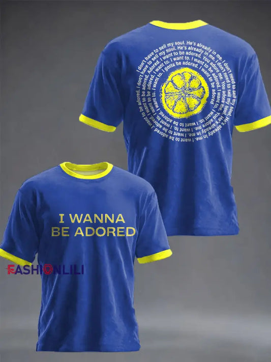 Unisex Roses Music Lover Lemon Printed T-shirt Royal Blue / S