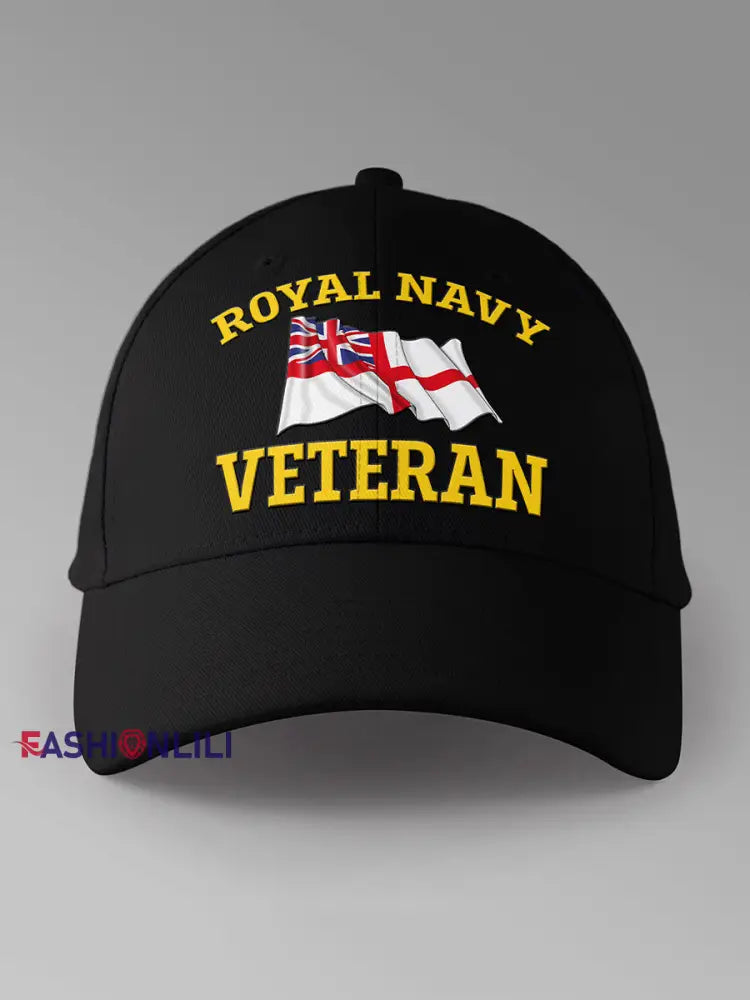 Unisex Royal Navy Veteran Printed Hat Black / JM