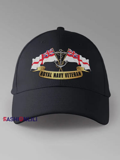 Unisex Royal Navy Veteran Printed Hat Black / JM