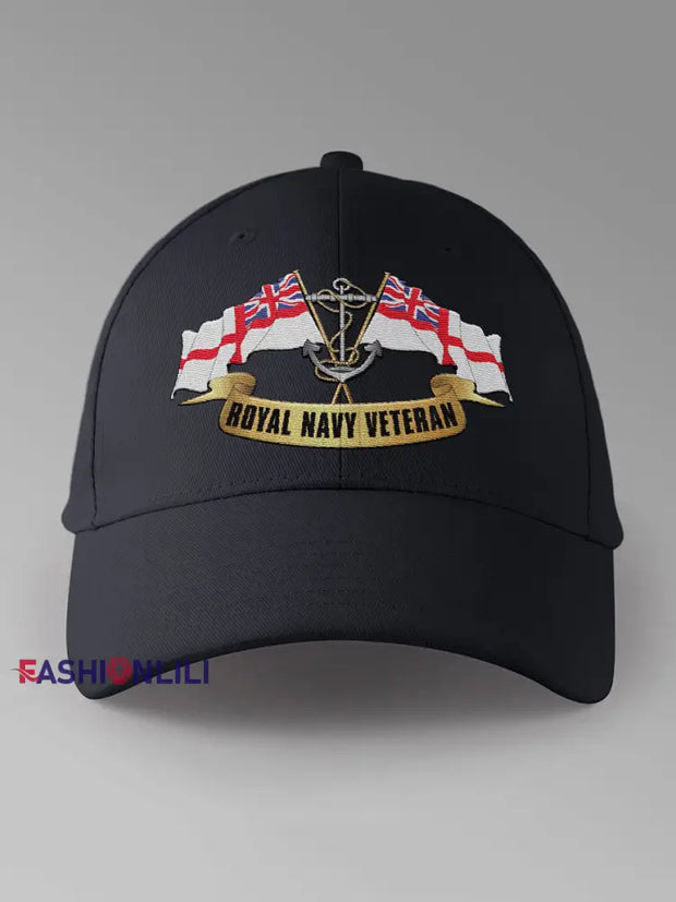 Unisex Royal Navy Veteran Printed Hat Black / JM