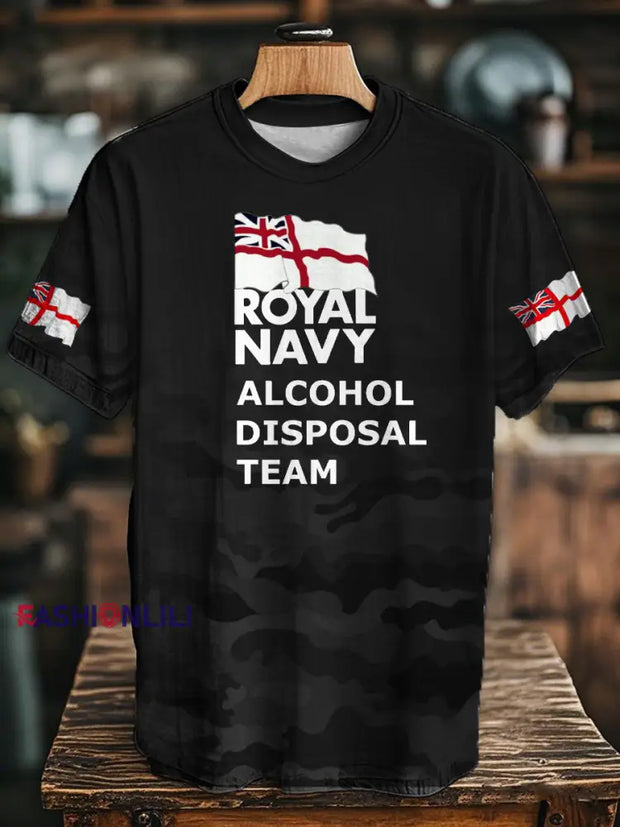 Unisex Royal Navy Veteran&Rum Printed T-Shirt Black / S