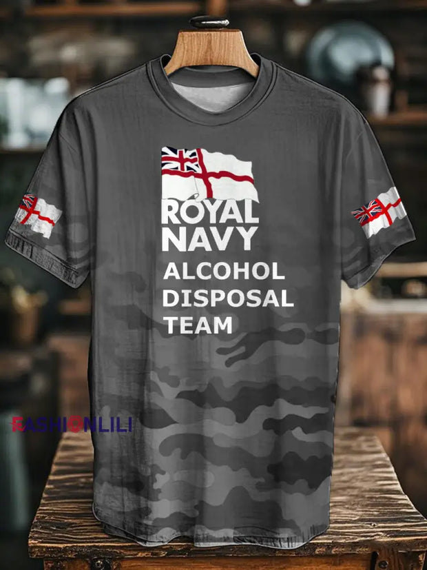 Unisex Royal Navy Veteran&Rum Printed T-Shirt Light Gray / S