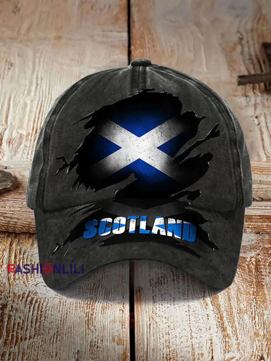 Unisex Scotland Flag Proud The Brave Printed Hat Black / JM