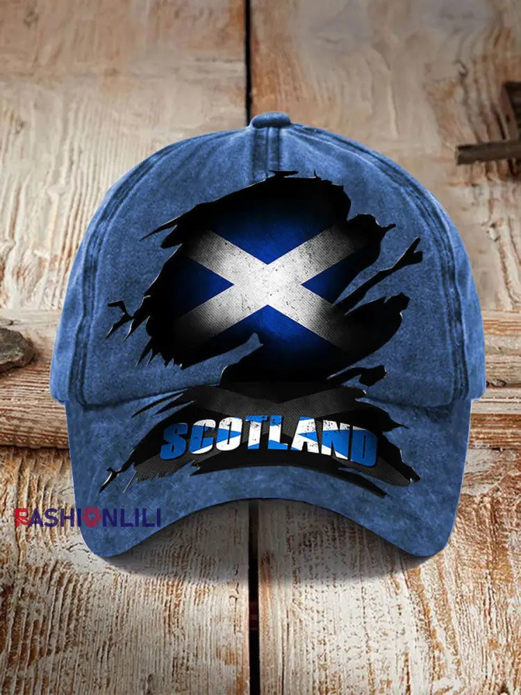 Unisex Scotland Flag Proud The Brave Printed Hat Blue / JM