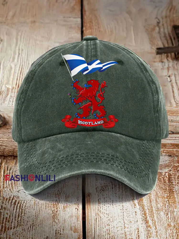 Unisex Scotland Flag Proud The Brave Printed Hat Dark Green / JM