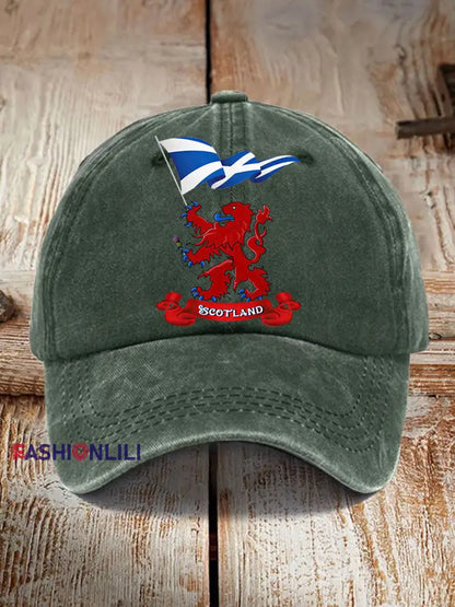 Unisex Scotland Flag Proud The Brave Printed Hat Dark Green / JM