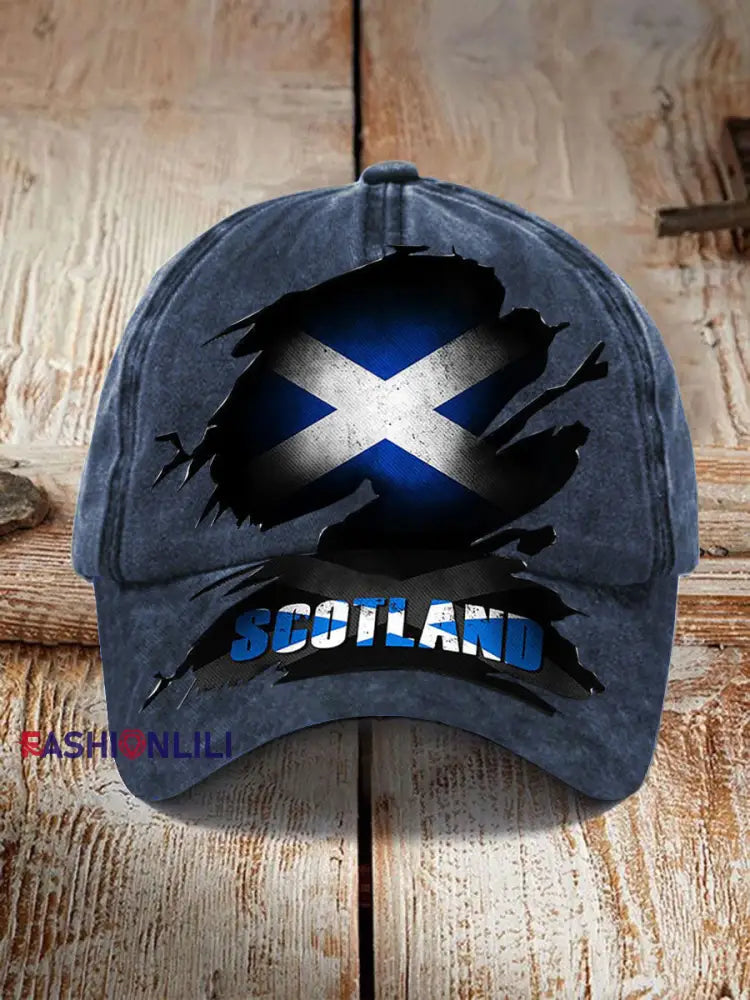 Unisex Scotland Flag Proud The Brave Printed Hat Navy Blue / JM
