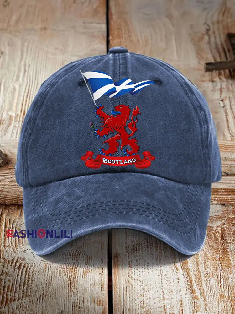 Unisex Scotland Flag Proud The Brave Printed Hat Navy Blue / JM