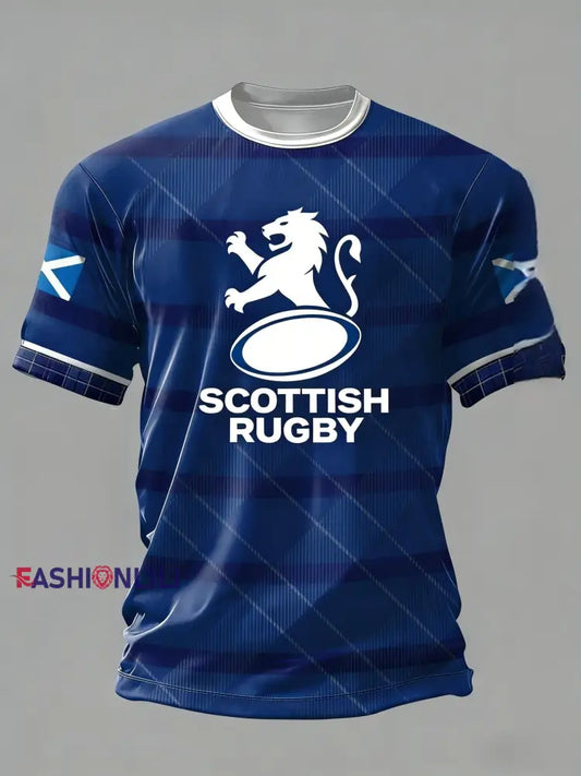 Unisex Scotland Football Lover Tartan Army Casual Comfortable Short-Sleeve T-Shirt Blue / S