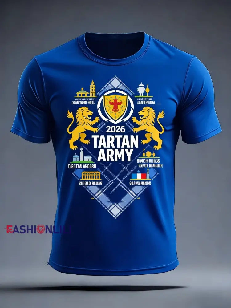 Unisex Scotland Football Lover Tartan Army Casual Comfortable Short-Sleeve T-Shirt Blue / S