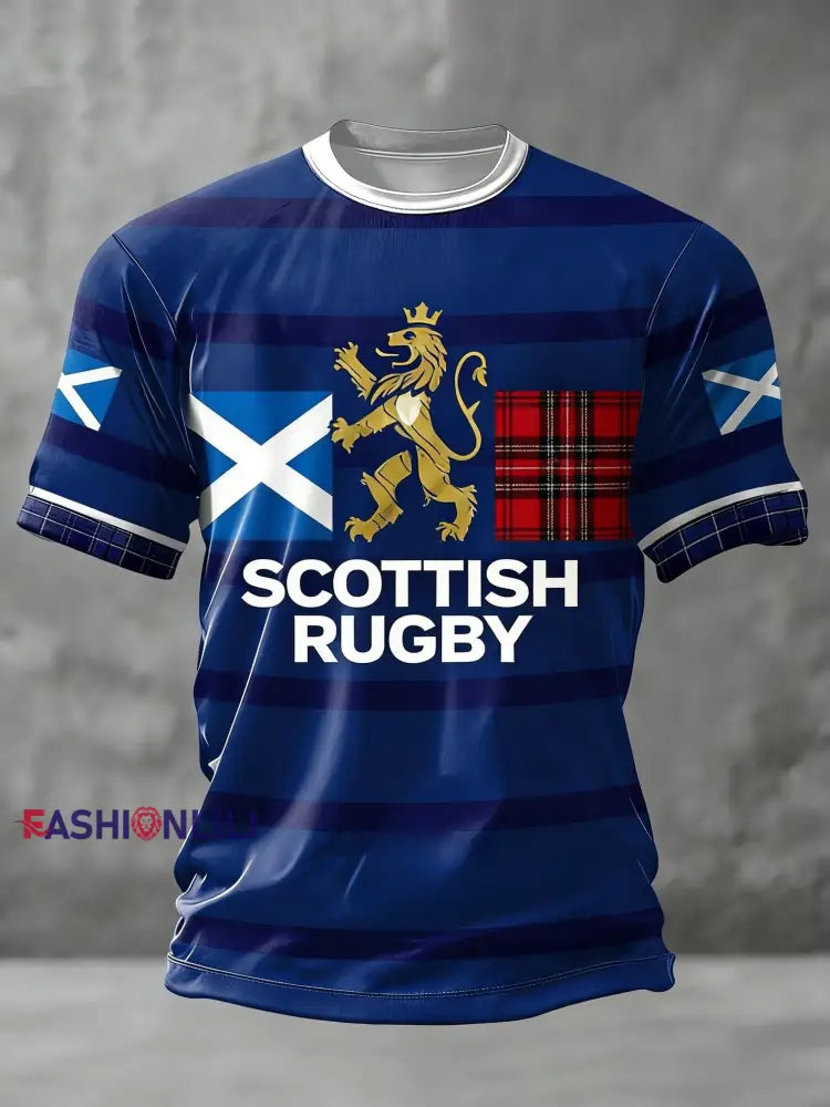 Unisex Scotland Football Lover Tartan Army Casual Comfortable Short-Sleeve T-Shirt Blue / S