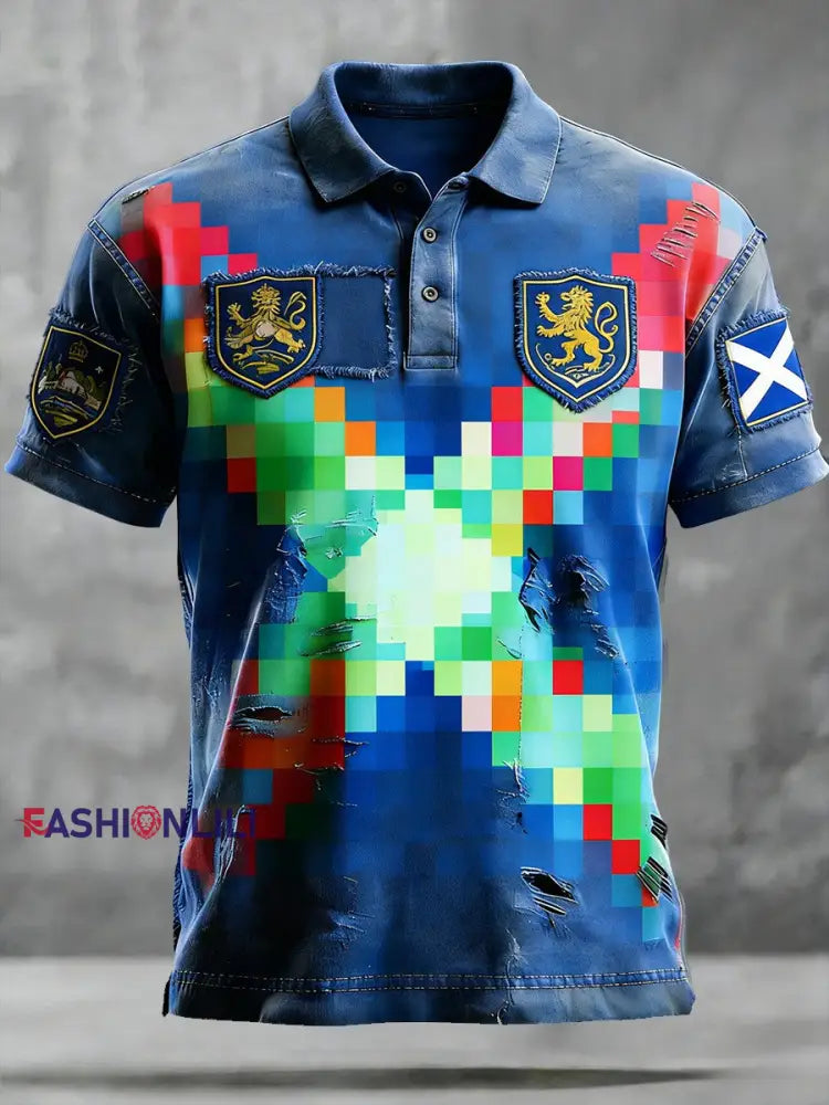 Unisex Scotland Football Lover Tartan Army Printed Comfort Short-Sleeve Polo Shirt Blue / S