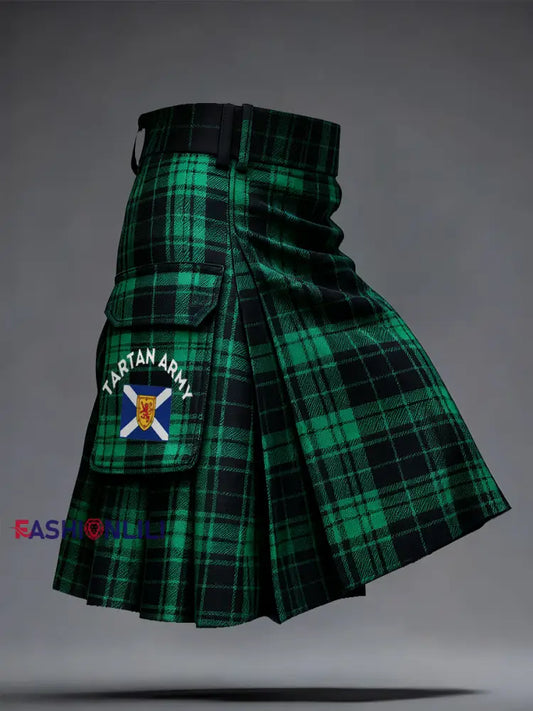 Unisex Scotland Football Lover Tartan Army Printed Kilt Skirt Green / S