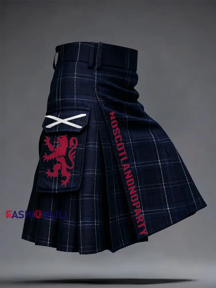 Unisex Scotland Football Lover Tartan Army Printed Kilt Skirt Navy Blue / S
