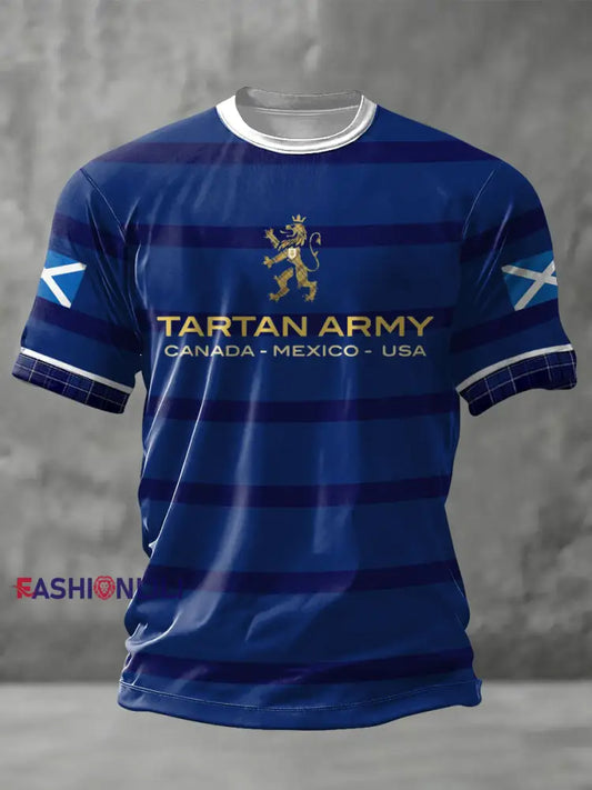 Unisex Scotland Football Lover Tartan Army Printed T-shirt Blue / S