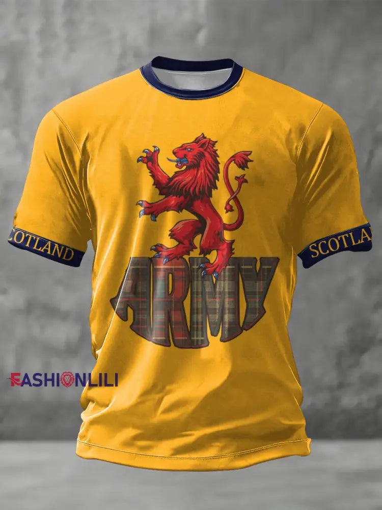 Unisex Scotland Football Lover Tartan Army Printed T-shirt Yellow / S
