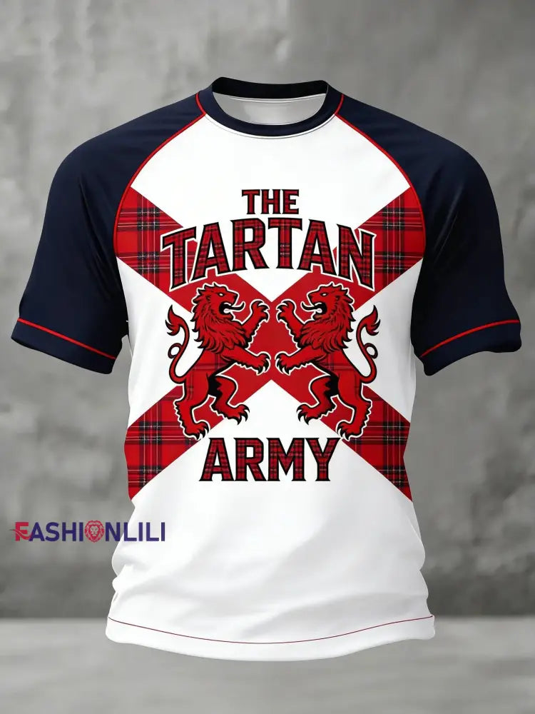 Unisex Scotland Football Lover Tartan Army Printed T-shirts Black / S