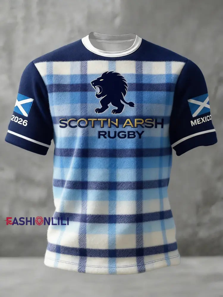 Unisex Scotland Football Lover Tartan Army Printed T-shirts Blue / S