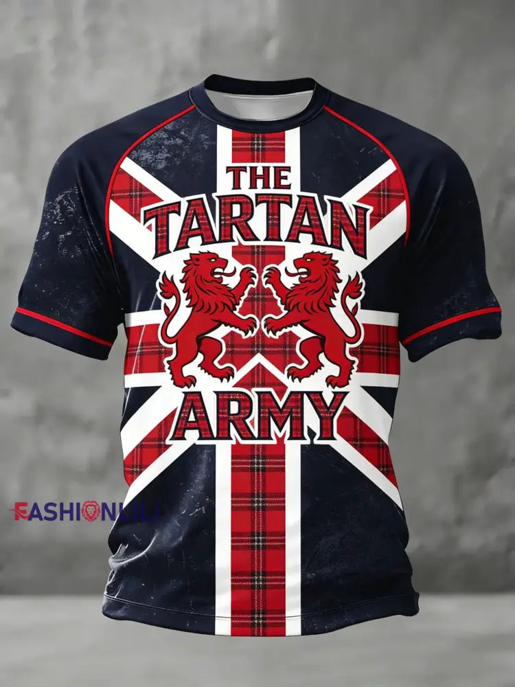 Unisex Scotland Football Lover Tartan Army Printed T-shirts Navy Blue / S