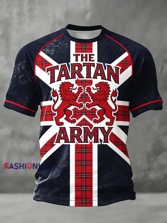 Unisex Scotland Football Lover Tartan Army Printed T-shirts Navy Blue / S