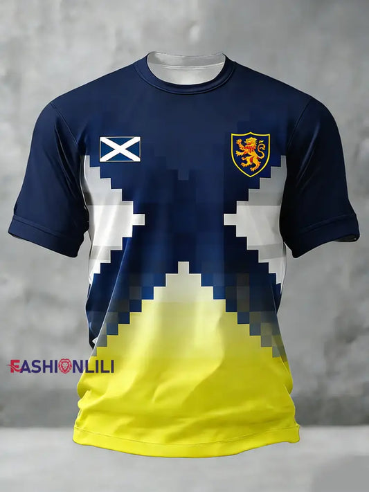 Unisex Scotland Football Lover Tartan Army Printed T-shirts Navy Blue / S
