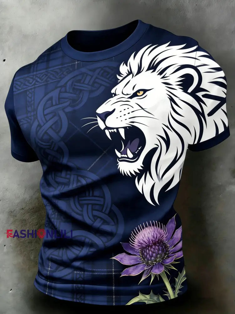 Unisex Scotland Football Thistle Printed T-shirts Blue / S