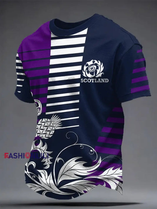Unisex Scotland Rugby Lover Printed T-shirt Navy Blue / S