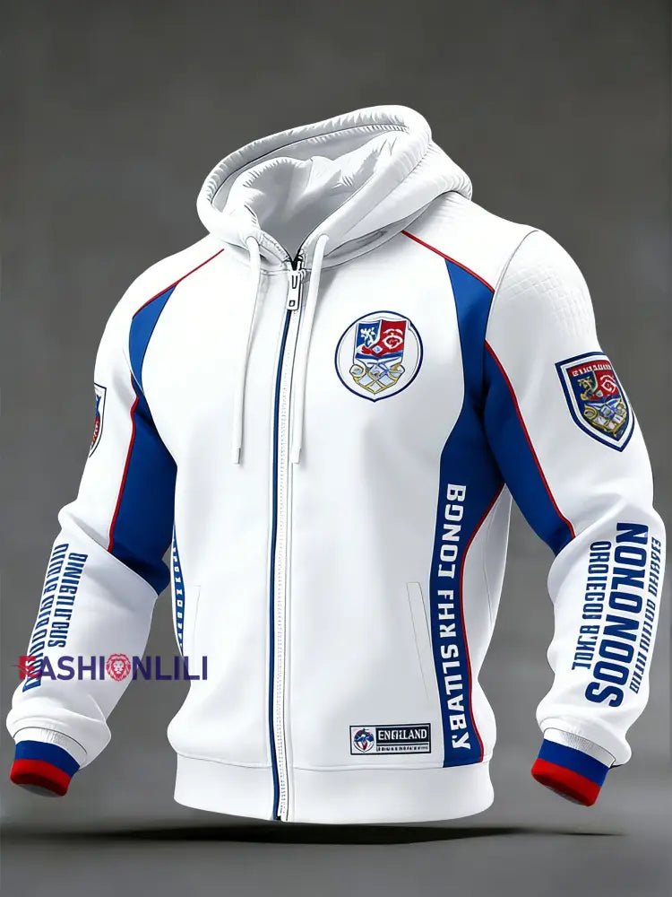 Unisex Scotland We’ll Be Coming 2026 Football Lover Printed Zip-Up Sports Waffle Hooded Jacket White / S