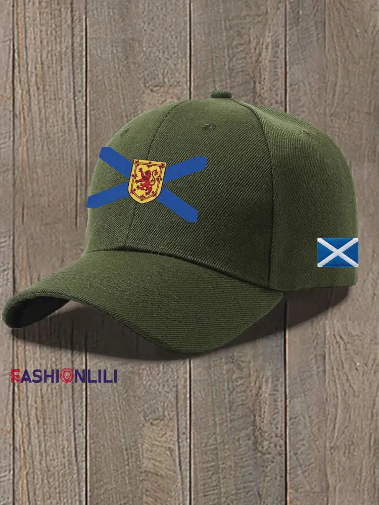 Unisex Scottish Flag Print Hat Army Green / JM
