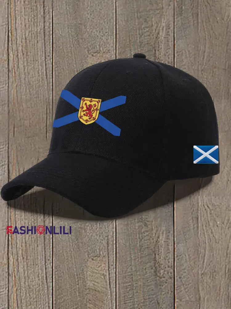 Unisex Scottish Flag Print Hat Black / JM