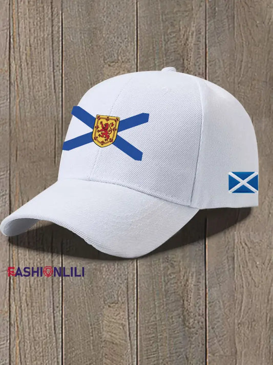 Unisex Scottish Flag Print Hat White / JM