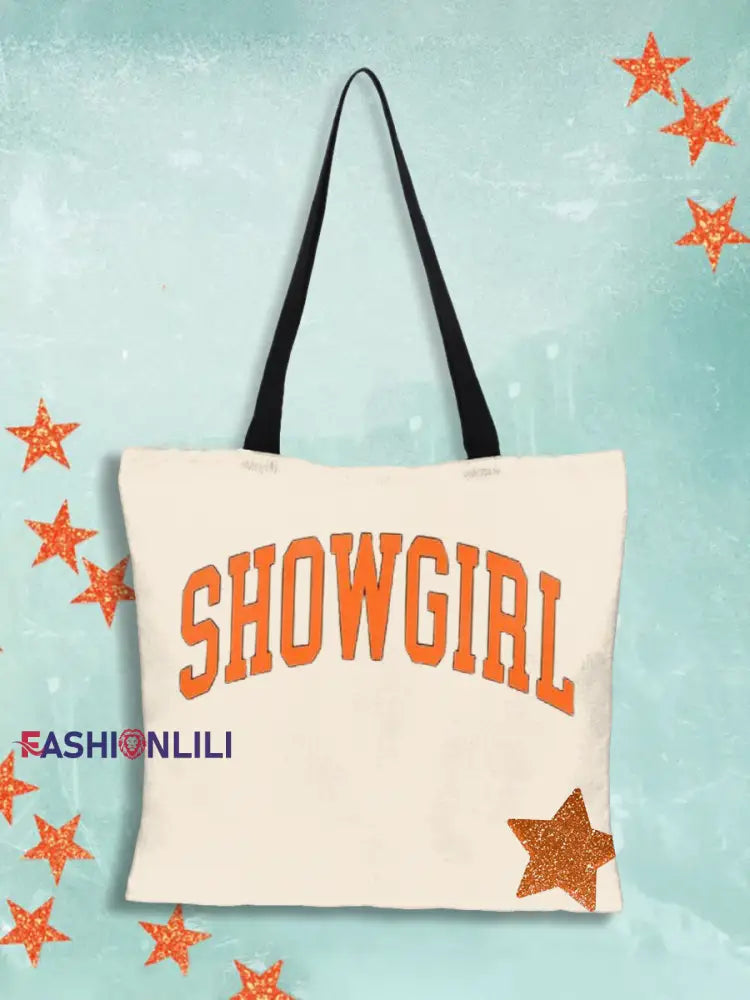 Unisex Showgirl Printed Music Fan Canvas Bag Apricot / ONE