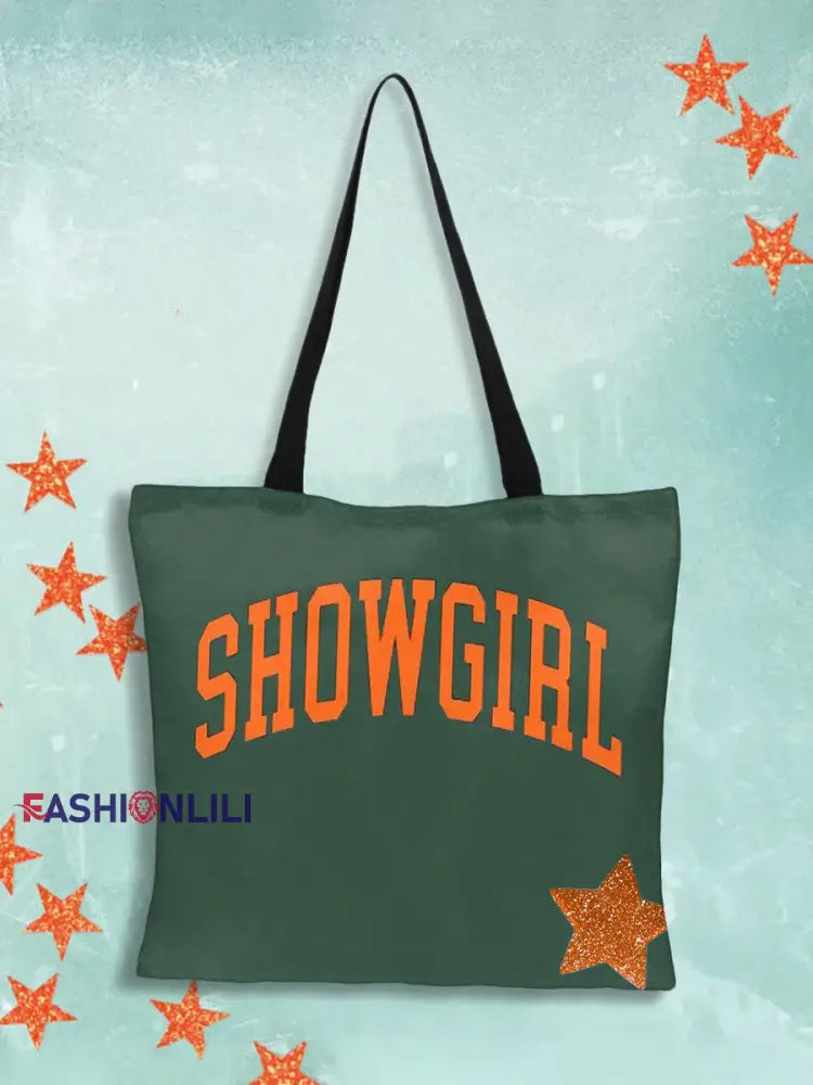 Unisex Showgirl Printed Music Fan Canvas Bag Dark Green / ONE