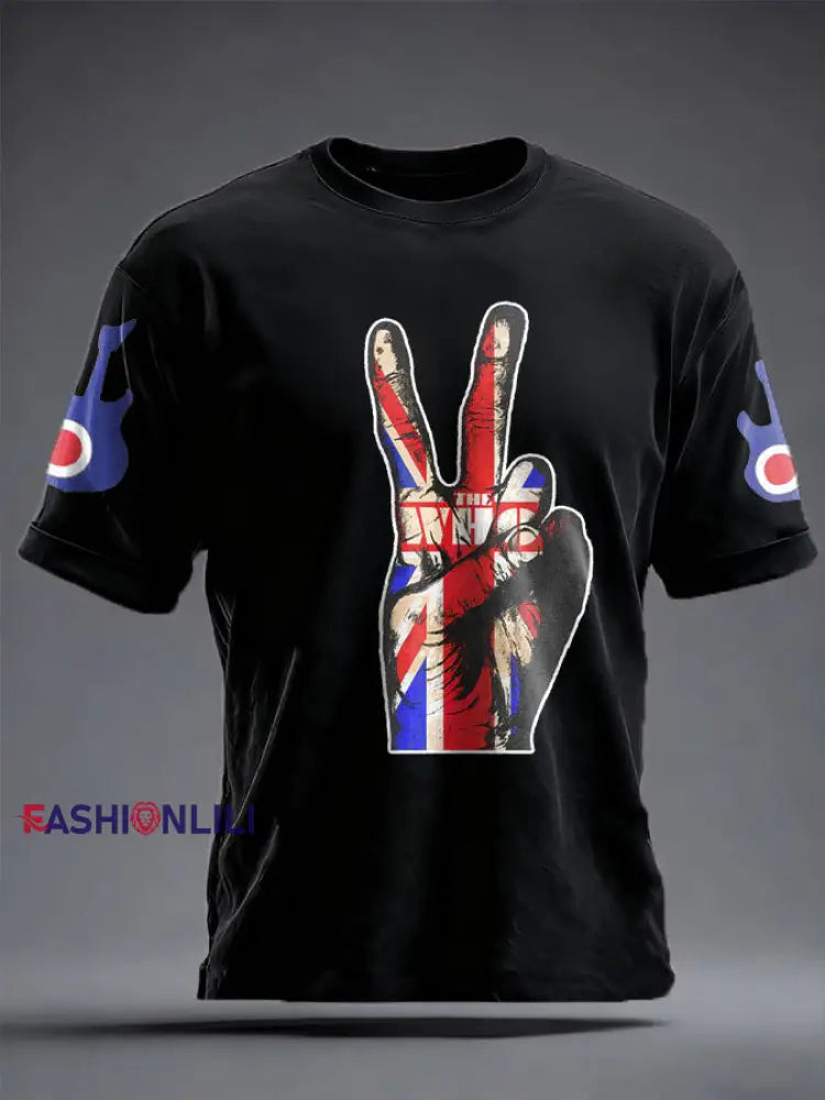 Unisex UK Band Music Lover Printed T-shirt Black / S