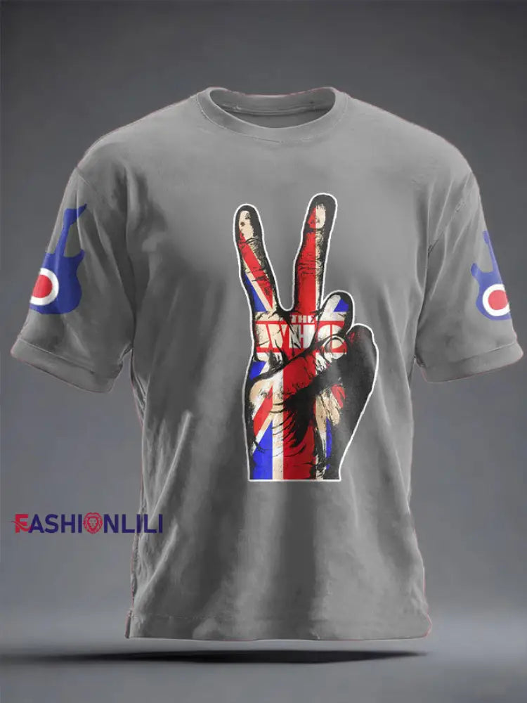 Unisex UK Band Music Lover Printed T-shirt Light Gray / S