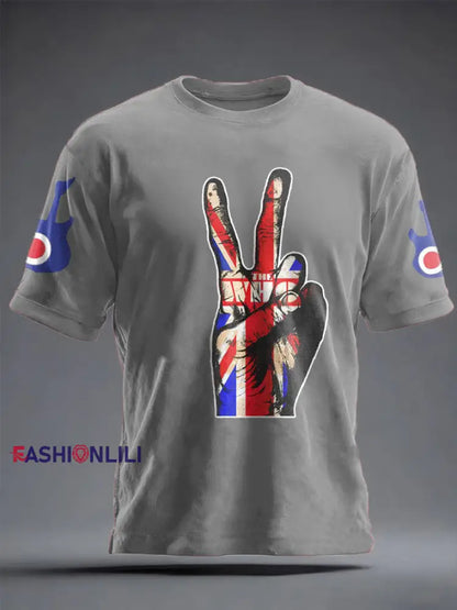 Unisex UK Band Music Lover Printed T-shirt Light Gray / S