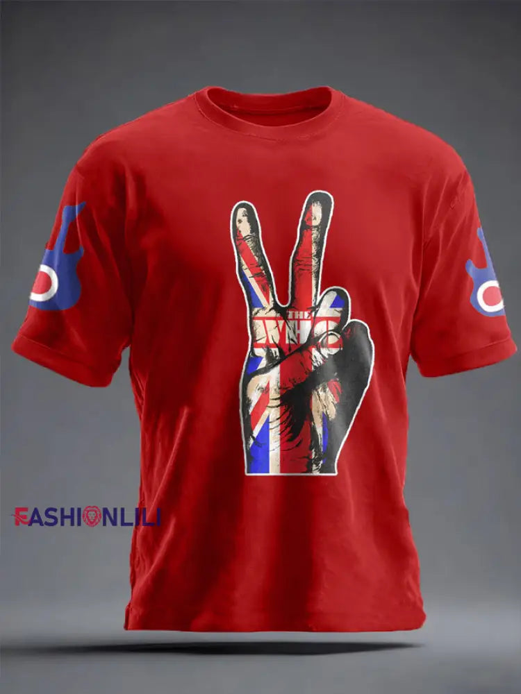 Unisex UK Band Music Lover Printed T-shirt Pure Red / S