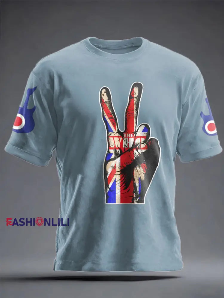 Unisex UK Band Music Lover Printed T-shirt Sky Blue / S