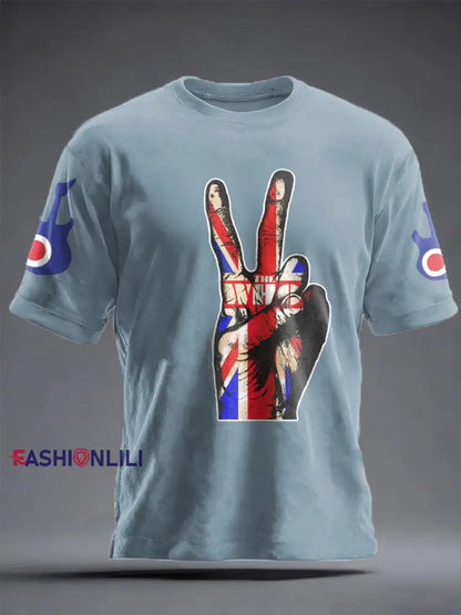 Unisex UK Band Music Lover Printed T-shirt Sky Blue / S