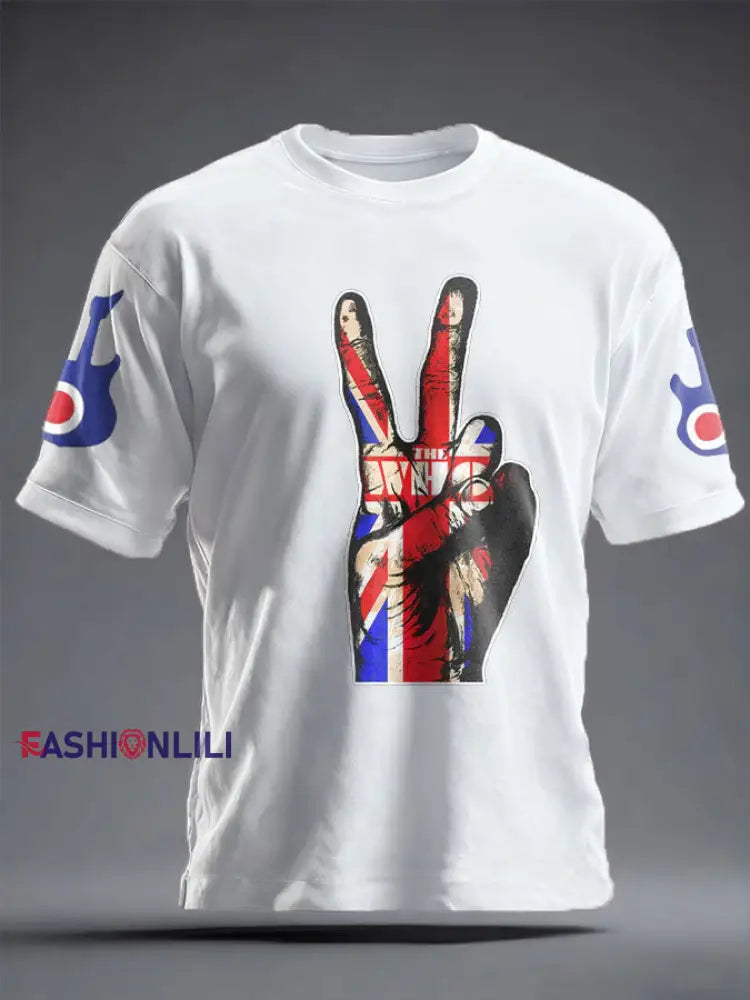 Unisex UK Band Music Lover Printed T-shirt White / S