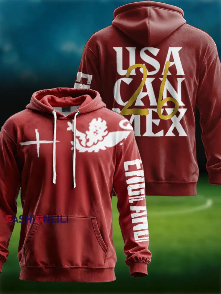 Unisex UK England Football Lover It’s Coming Back 2026 Printed Hoodie Red / S