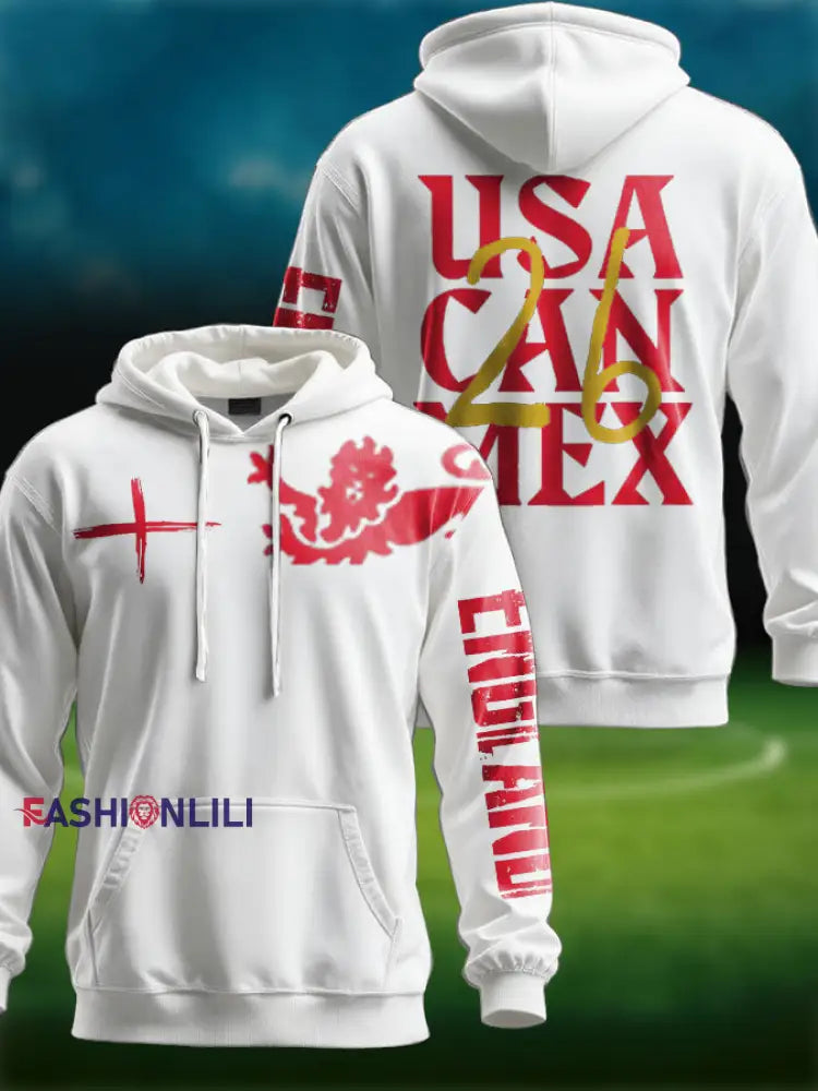 Unisex UK England Football Lover It’s Coming Back 2026 Printed Hoodie White / S