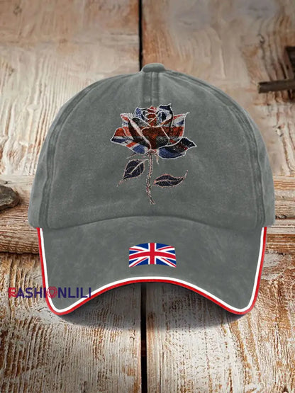 Unisex UK Flag Art Printed Hat Light Gray / ONE