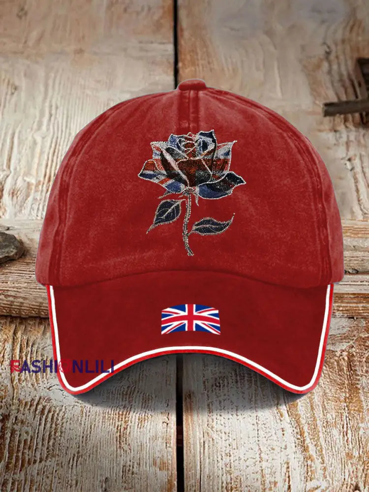 Unisex UK Flag Art Printed Hat Red / ONE