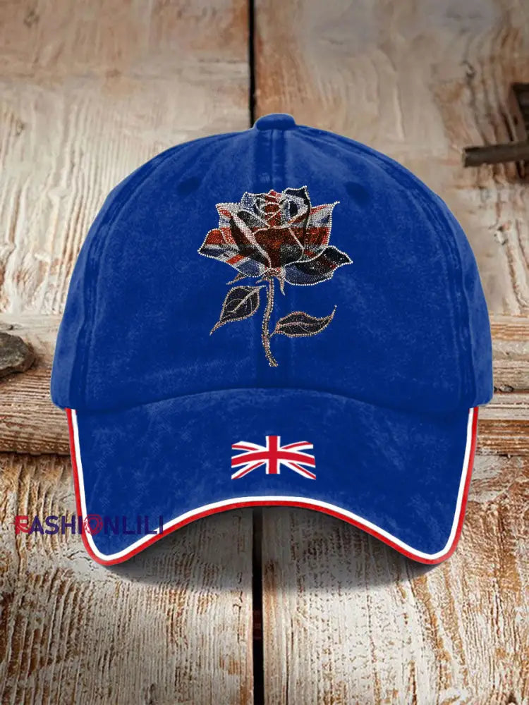 Unisex UK Flag Art Printed Hat Royal Blue / ONE