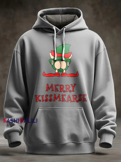 Unisex UK Flag Christmas Santa Printed Hoodie Light Gray / S