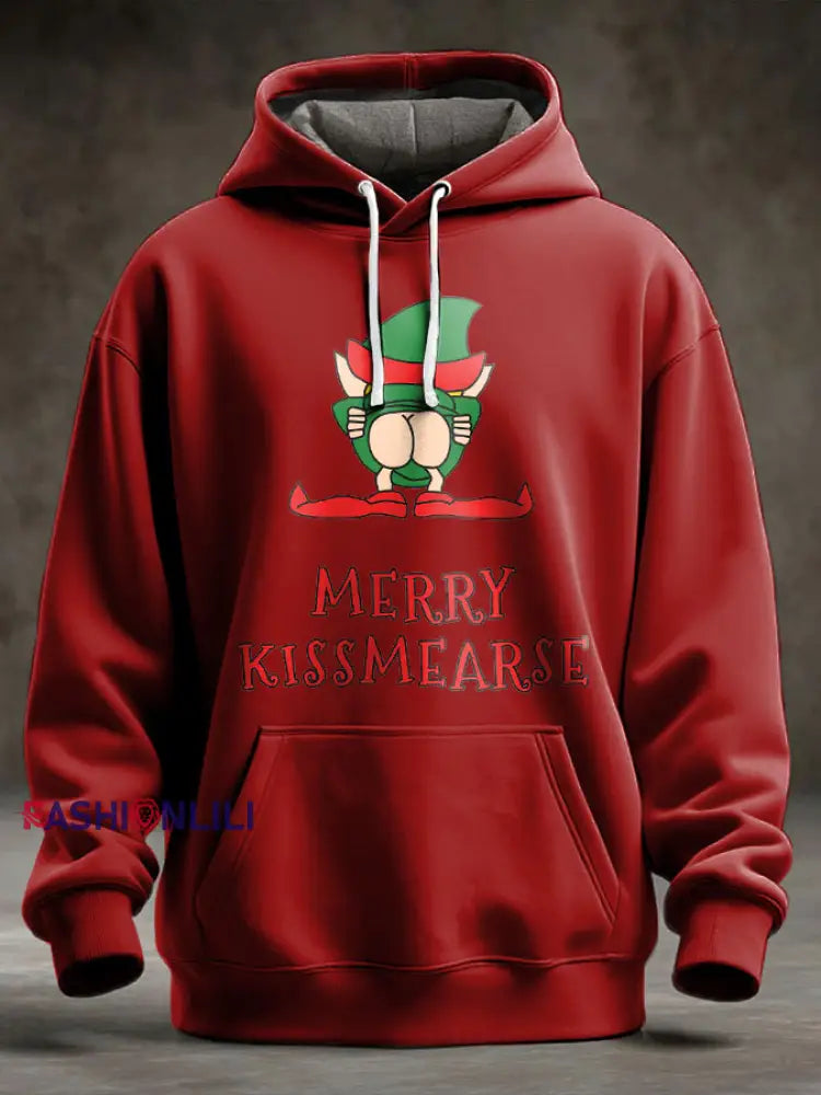 Unisex UK Flag Christmas Santa Printed Hoodie Red / S