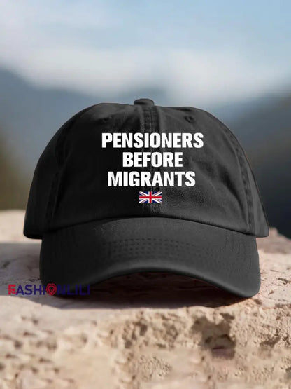 Unisex UK Flag Immigration Printed Hat Black / ONE