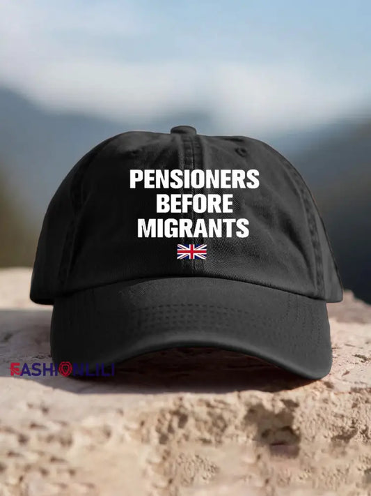 Unisex UK Flag Immigration Printed Hat Black / ONE