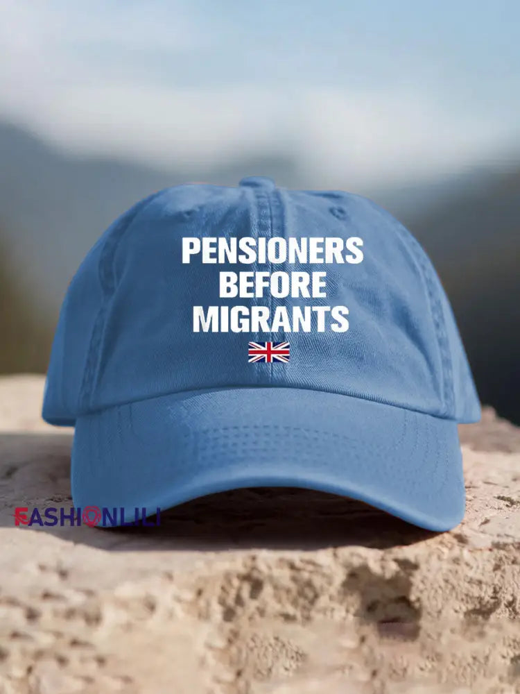Unisex UK Flag Immigration Printed Hat Blue / ONE